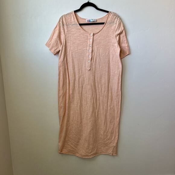 Free People FP Beach Dream Of You Henley Dress, Sz M Oversized, Short Sleeve - Picture 2 of 9